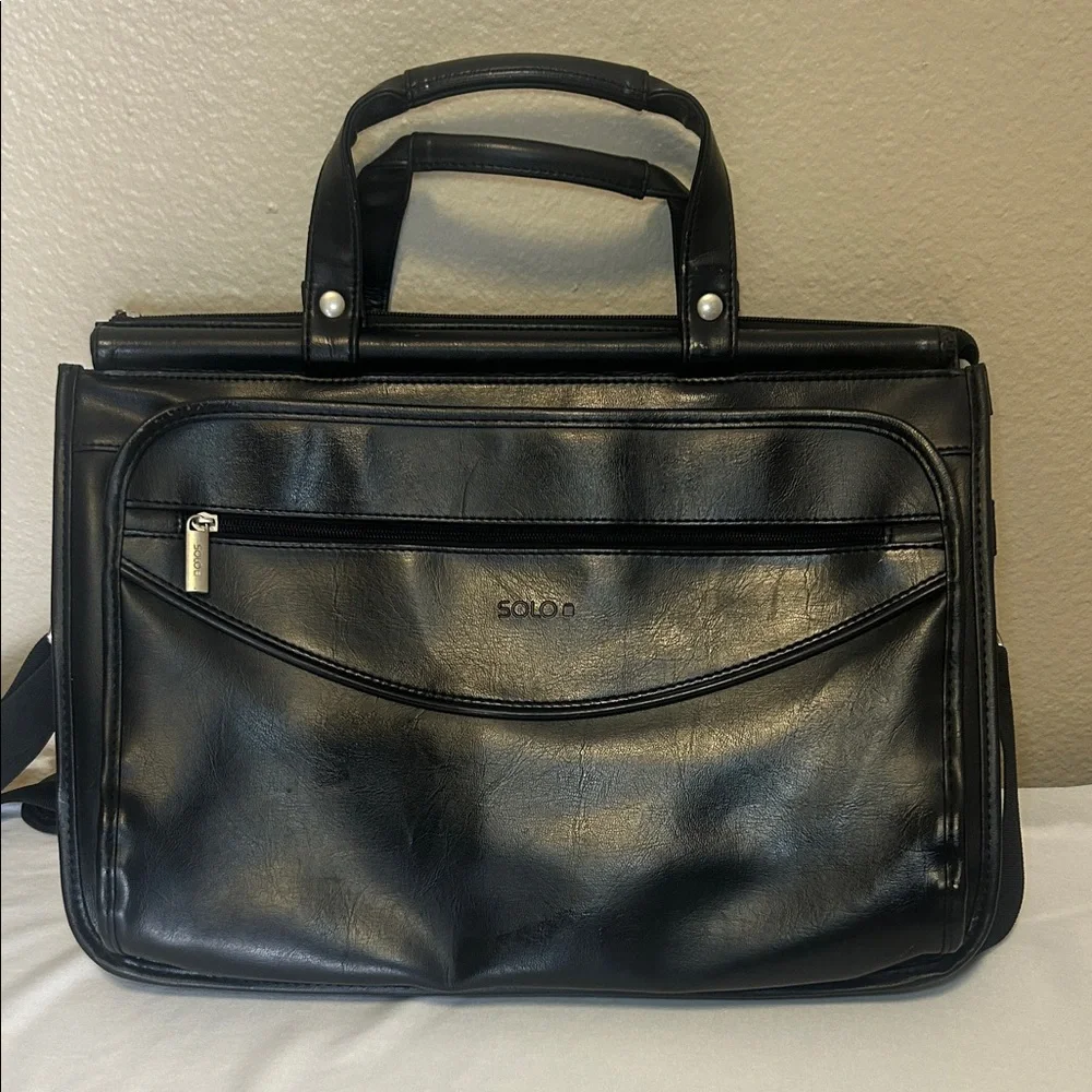 Solo Black Leather Briefcase for Men